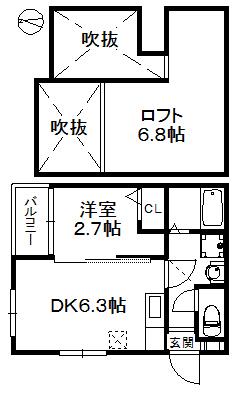 ピコロ周船寺 250(1DK/1階)の間取り写真