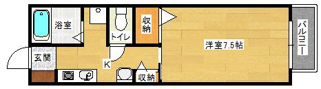 セレスト瀬の川(1K/1階)の間取り写真