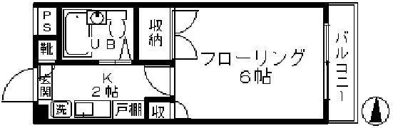 プルメリア(1K/2階)の間取り写真