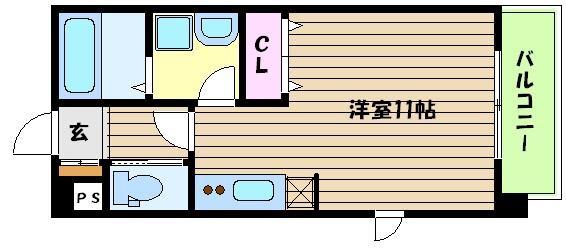 ボヌール恋野(1K/4階)の間取り写真