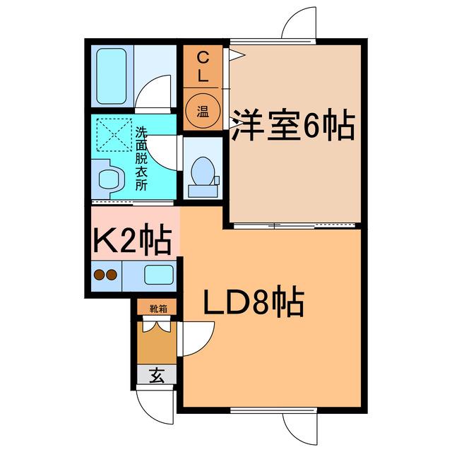 リリィバレー(1LDK/2階)の間取り写真