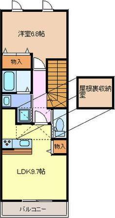 ソレイユ(1LDK/2階)の間取り写真
