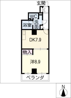 レジデンスカープ今池(1DK/5階)の間取り写真