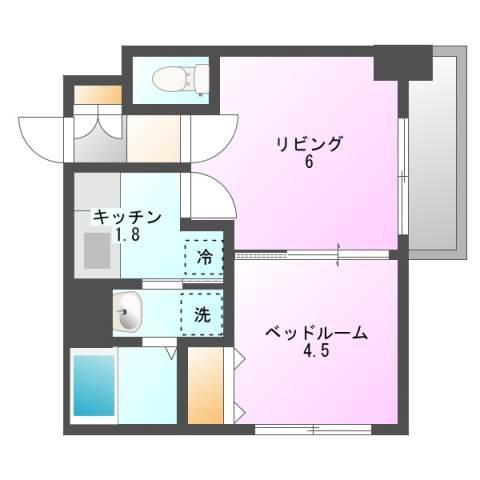 ルラシオン北大前(1DK/6階)の間取り写真