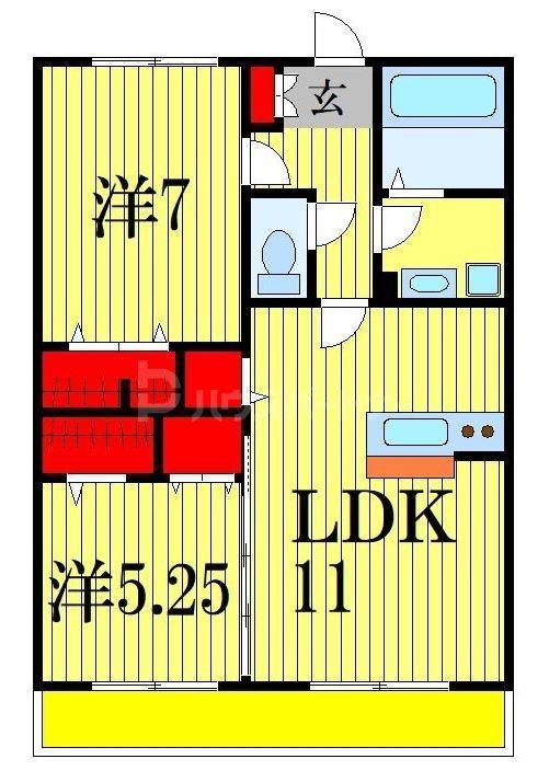 ルーチェ南八幡(2LDK/3階)の間取り写真