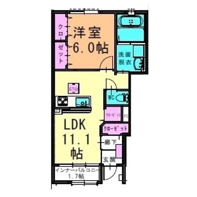プリモローズ(1LDK/1階)の間取り写真