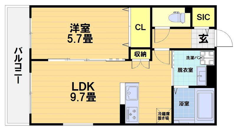 FORCE西院(1LDK/2階)の間取り写真