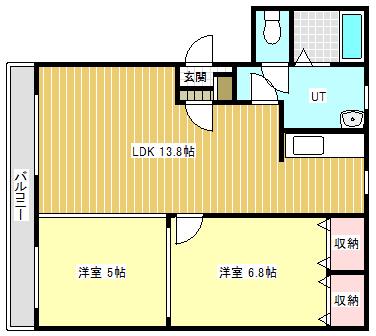 ソレイユ23(2LDK/2階)の間取り写真