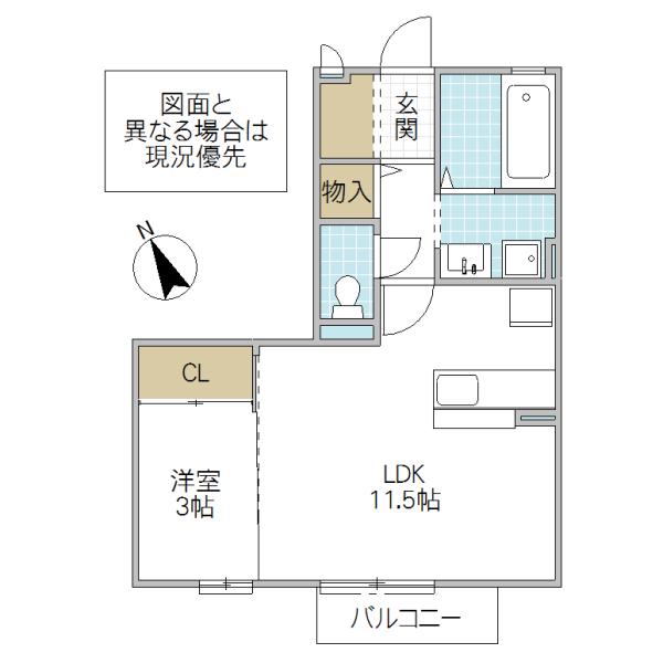 プレアデス見川E(1LDK/1階)の間取り写真