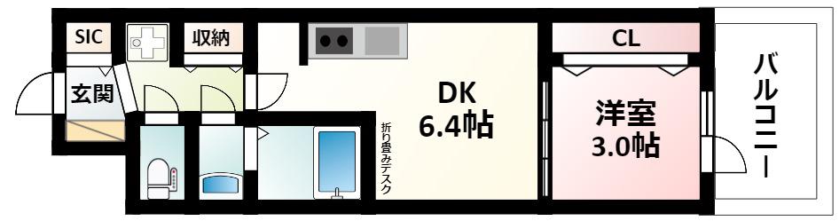 リッツ新大阪プレミアム(1DK/5階)の間取り写真