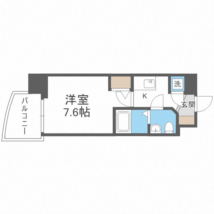 セレニテ堺筋本町リアン(1K/2階)の間取り写真
