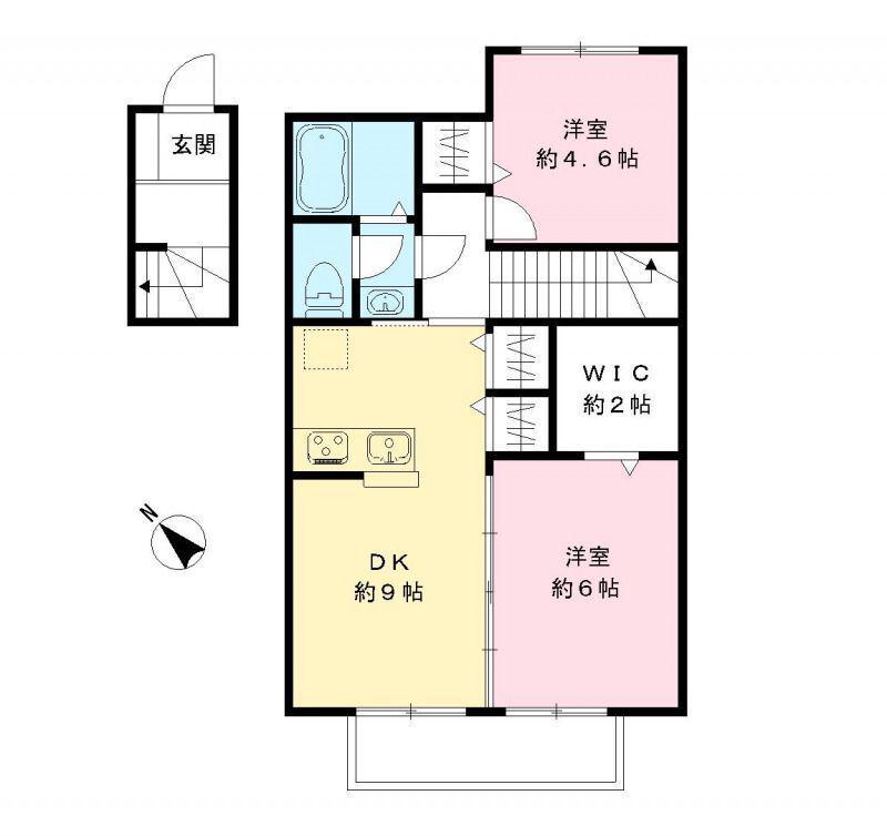 フォレストコート本八幡 参番館(2DK/2階)の間取り写真