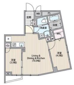 エルファーロ南麻布(2LDK/2階)の間取り写真