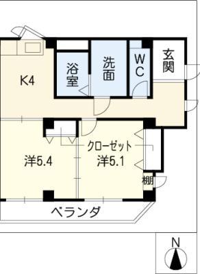 ラペッシュ(2K/1階)の間取り写真