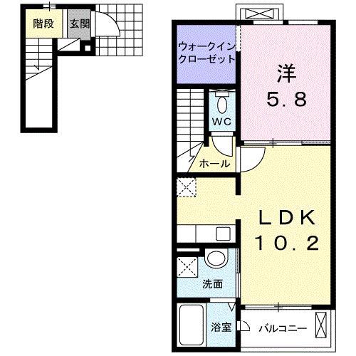 ジュエリースターA(1LDK/2階)の間取り写真