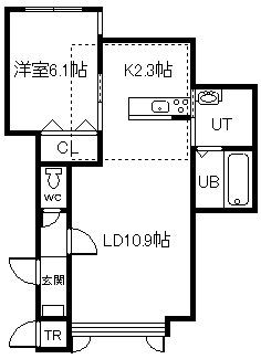 エアフォルク(1LDK/1階)の間取り写真