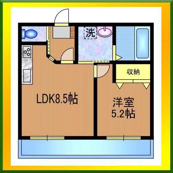 醍醐マンション(1LDK/3階)の間取り写真