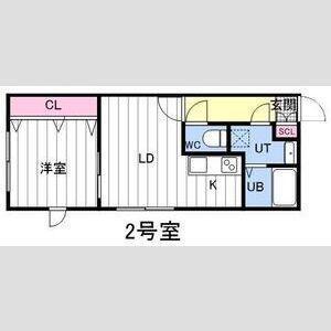 ボヌール厚別壱番館(1LDK/2階)の間取り写真