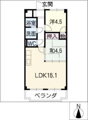 アーバンライフ中山(2LDK/5階)の間取り写真