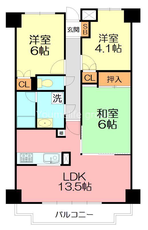 ウッドパーク本厚木(3LDK/3階)の間取り写真