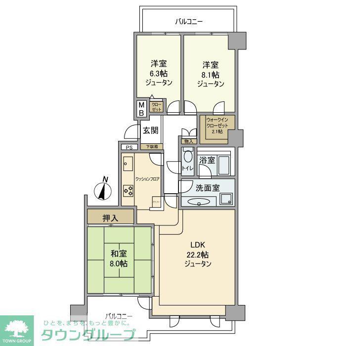 セソール川崎京町ハイライズ フォースピア(3LDK/14階)の間取り写真