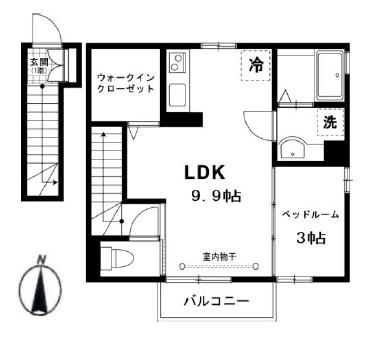 クレセントハウスC(1LDK/2階)の間取り写真