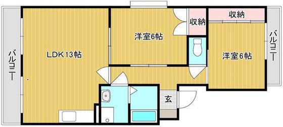 風はいつII(2LDK/3階)の間取り写真