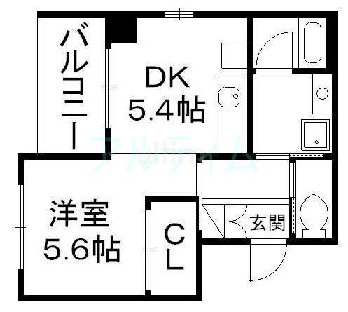 クリプトメリア京都六条(ワンルーム/2階)の間取り写真