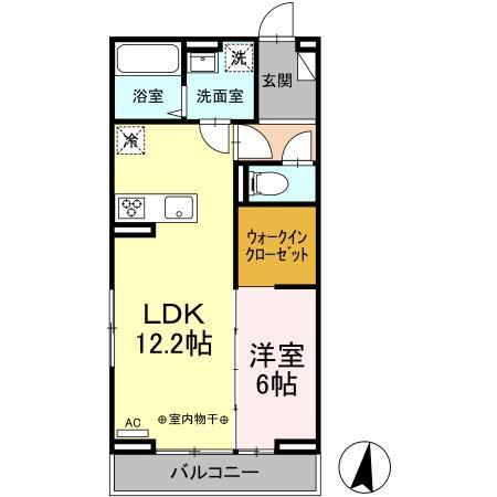 D-ROOMやはたII(1LDK/2階)の間取り写真