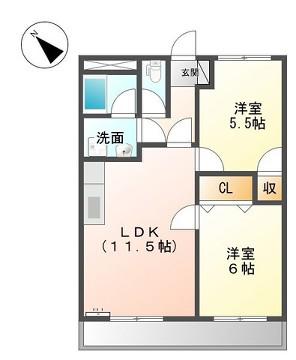 サンコーポS(2LDK/2階)の間取り写真