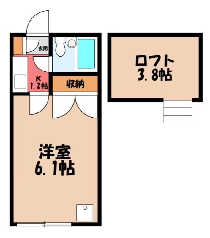 東武東上線 高坂駅 徒歩5分 2階建 築37年(1K/1階)の間取り写真