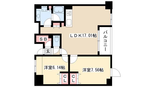 グラン・アベニュー栄(2LDK/11階)の間取り写真