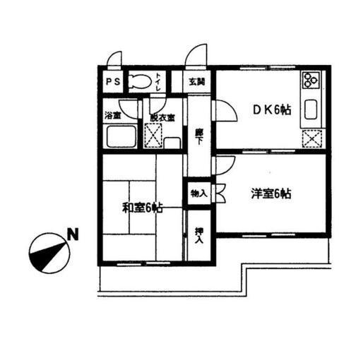 橘ハイツ(2DK/1階)の間取り写真
