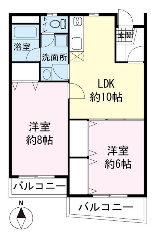 ヴィヴレ御宿台(2LDK/3階)の間取り写真