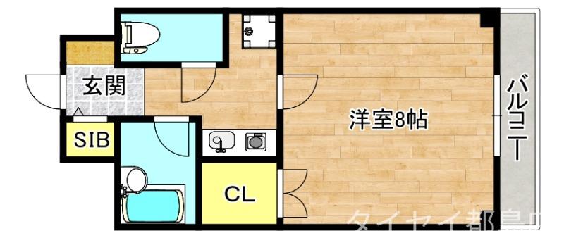 クレスト都島(1K/3階)の間取り写真