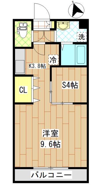 ベクヴェーム(1SK/2階)の間取り写真