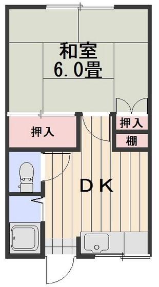 コーポジュン(1DK/2階)の間取り写真