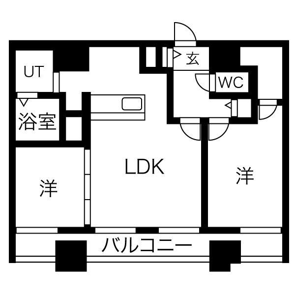 レジデンスセゾン RESIDENCE SAISON(2LDK/12階)の間取り写真
