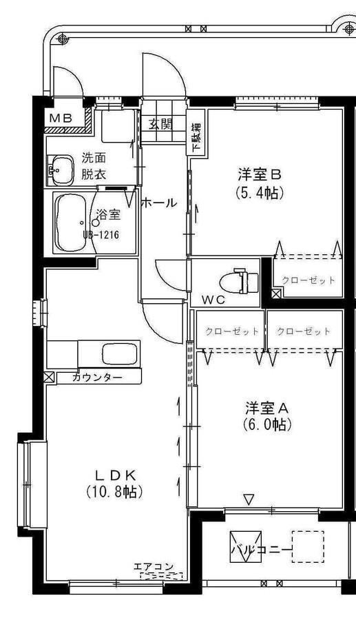 グランツ キャビン(2LDK/3階)の間取り写真