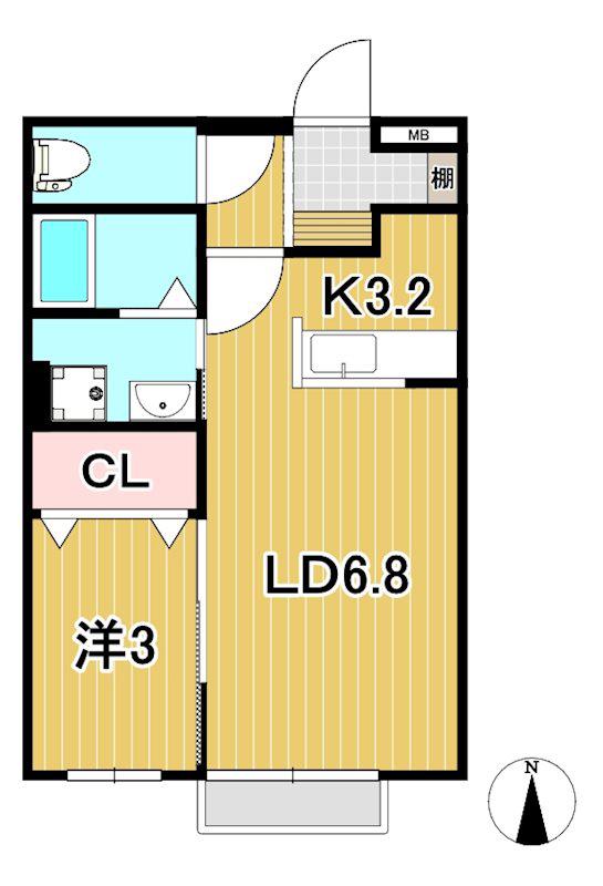 シャトーブラン(1LDK/1階)の間取り写真