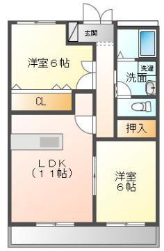 サン・オーレ奈良津(2LDK/2階)の間取り写真