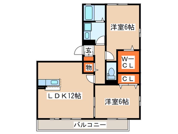 ソフィアII(2LDK/2階)の間取り写真