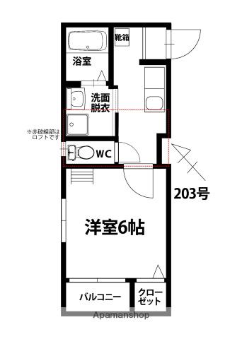 オーベクス平尾(1K/2階)の間取り写真
