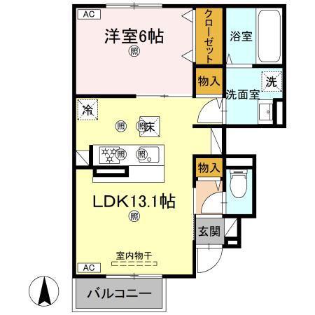 BENEII(1LDK/1階)の間取り写真