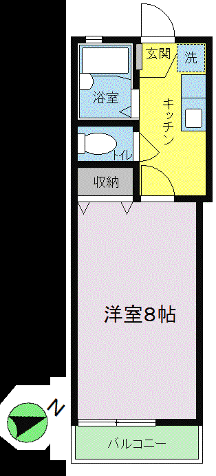 アパ-トメントABO(1K/1階)の間取り写真