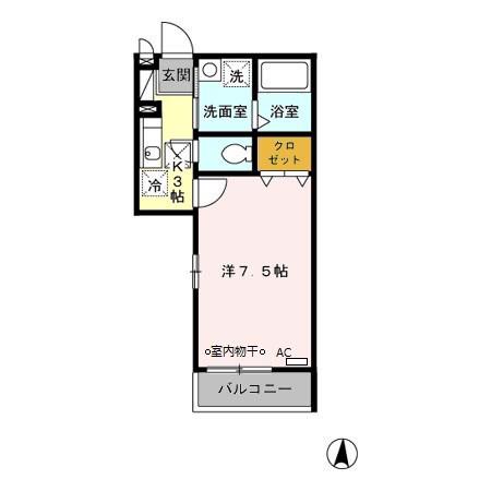 クレインハウス(1K/1階)の間取り写真