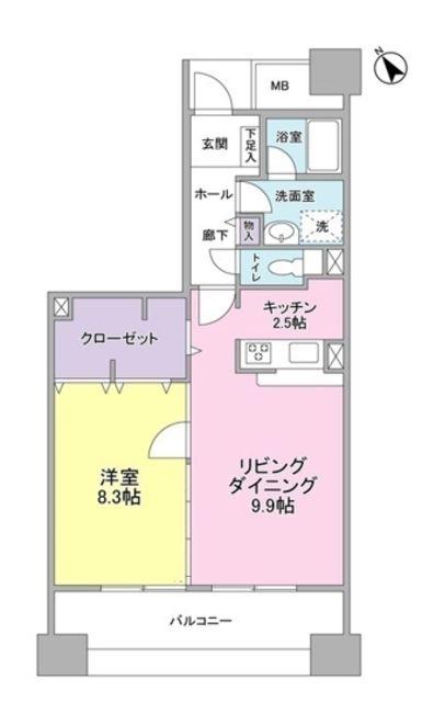 アーバンライフ月島駅前ウエスト(1LDK/12階)の間取り写真