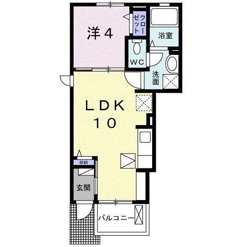 ソレアードIIA(1LDK/1階)の間取り写真