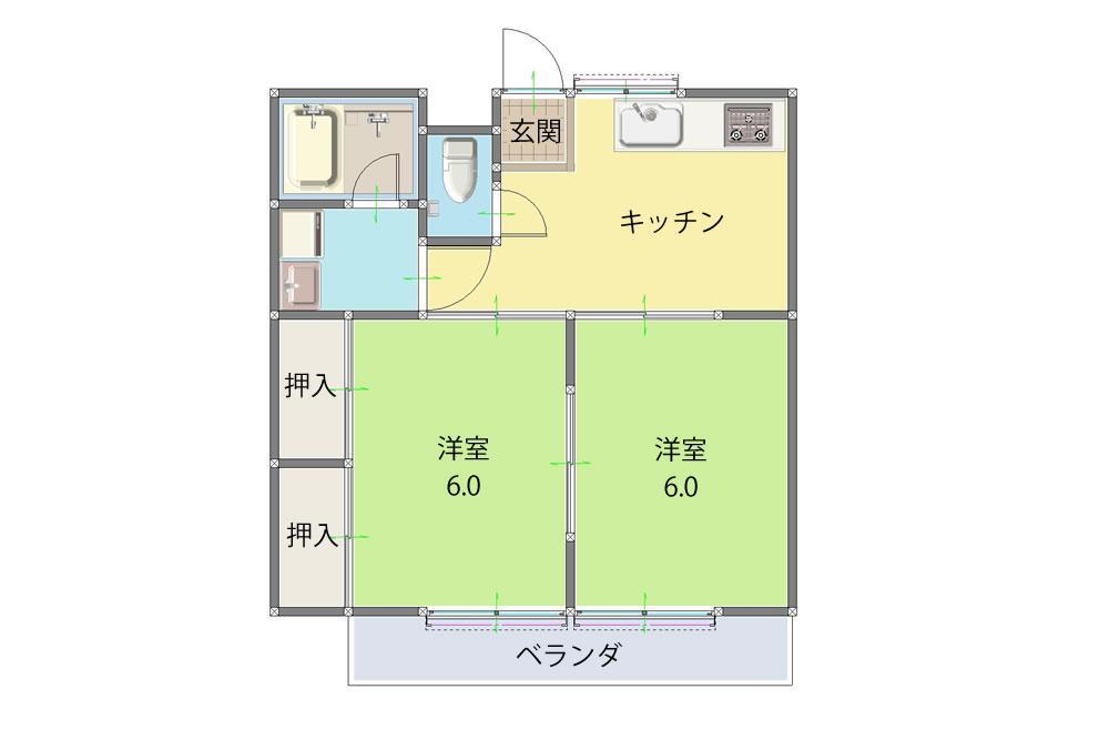 第3司コーポ(2DK/1階)の間取り写真