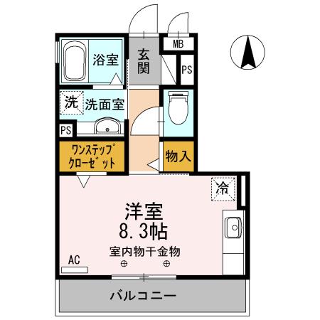 グリーンシャトー三園(ワンルーム/2階)の間取り写真